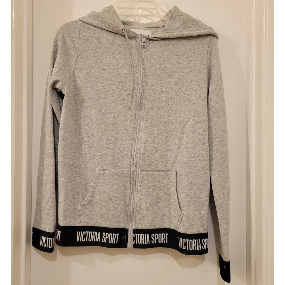 Victoria Secret Sport Womens XS Zip Up Hoodie Heather Gray Sweatshirt Sporty Hot